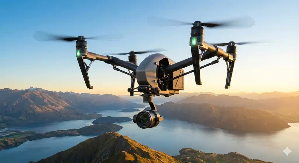 melhor drone com camera filmando paisagem