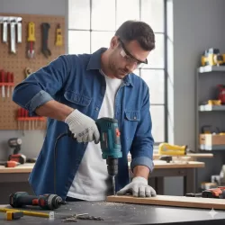 Homem utilizando a melhor furadeira e parafusadeira de 2026